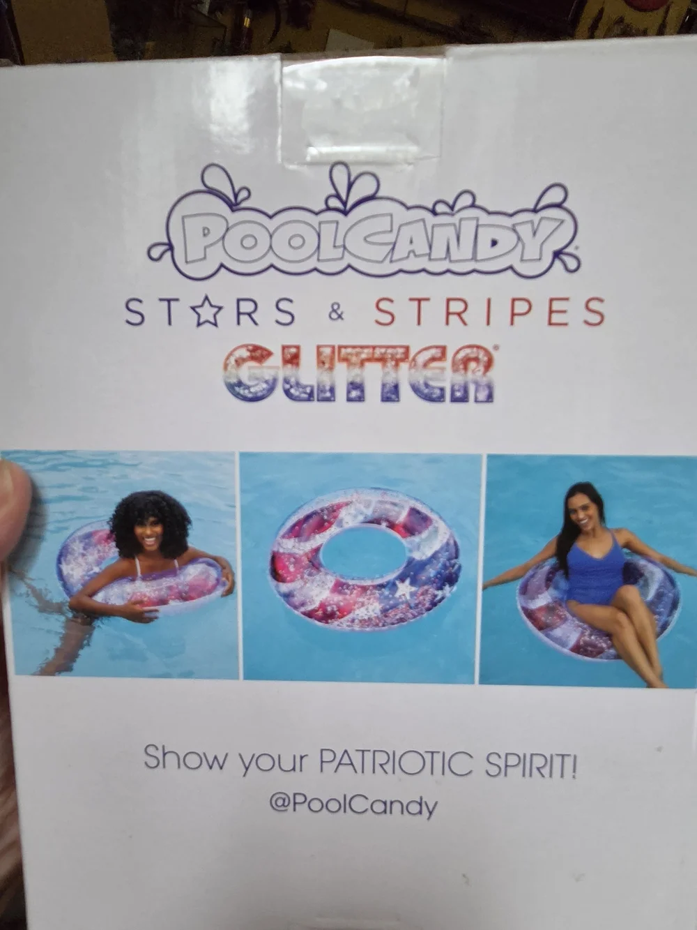 Pool Candy Stars & Stripes Glitter Swim Tube  Red, White & Blue - Picture 4 of 4